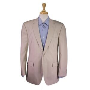 Frank Stella New York Khaki Tan Cotton Poplin 2-Btn Blazer Jacket 43R